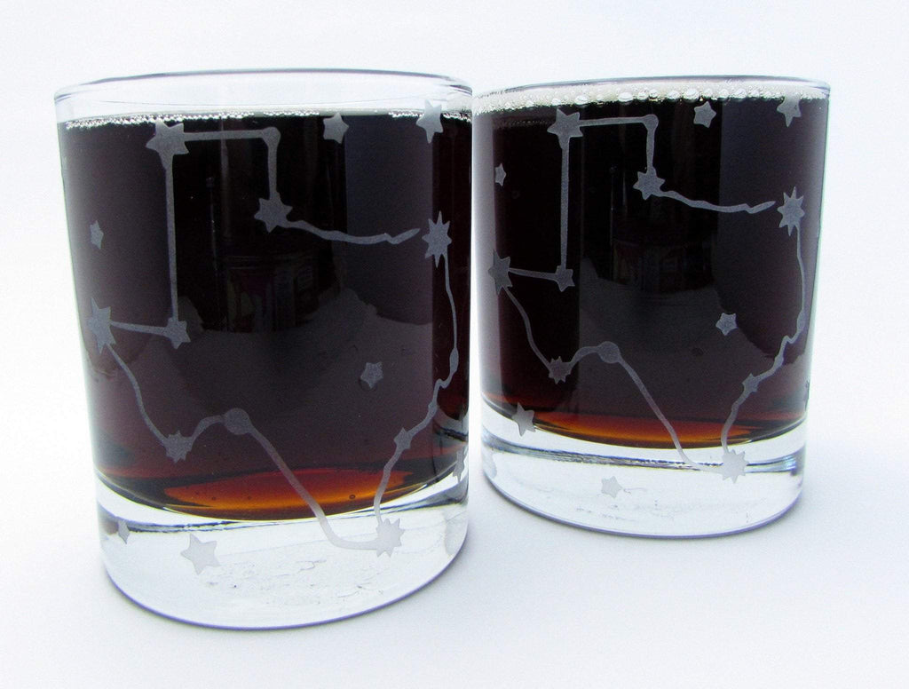 Texas Stars Constellation Etched Whiskey Glass Glassware- Monster Dance Designs