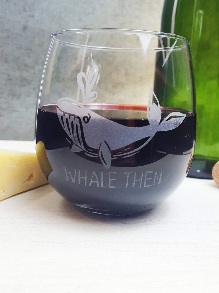 Whale Then | Funny Stemless Wine Glass - Monster Dance Designs
