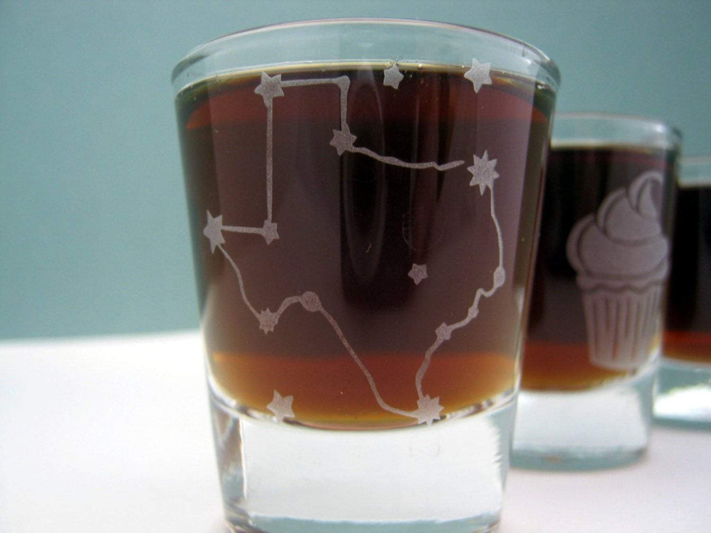 Texas State Map | Etched Shot Glass - Monster Dance Designs