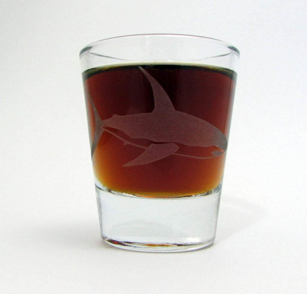 Great White Shark | Etched Whiskey Shot Glass - Monster Dance Designs